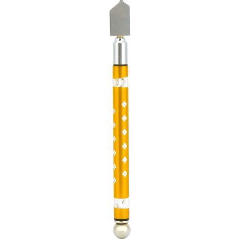 Tungsten carbide roller glass cutter, yellow anodized aluminum handle – Precise and ergonomic (1/5)