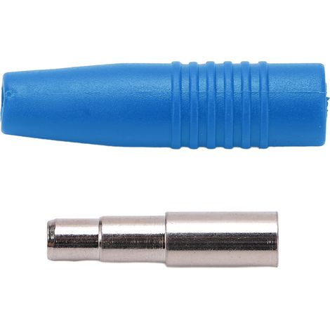 4-mm-Bananenstecker (weiblich), Stecker aus reinem vernickeltem Kupfer, 10er-Packung, Zubehör für elektronische Tests, blaue Farbe, für Kabel und Klemmenblöcke. (1/5)