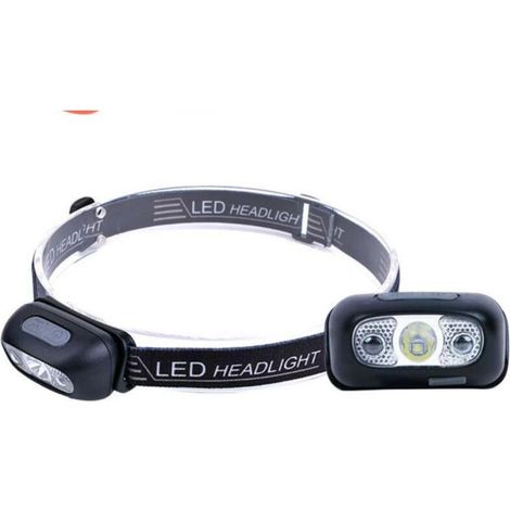 Lampe frontale rechargeable USB 500 lumens, lampe frontale LED ultra lumineuse pour la course, lampe frontale étanche à la pluie avec capteur LED, bandeau lumineux pour la course, le camping, noir (1/3)