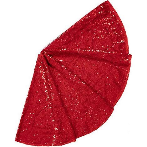 Jupe de sapin de Noël rouge à paillettes, 91 cm (36 pouces). (1/5)