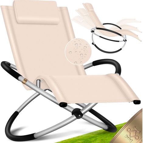 KESSER® Lettino reclinabile lettino da giardino sedia da giardino sedia pieghevole lettino a dondolo sedia a dondolo reclinabile ergonomica resistente alle intemperie beige