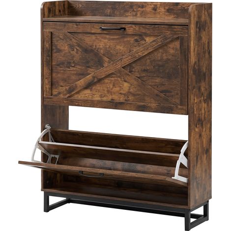Levede Slim Shoe Cabinet Hallway Flip Shoe Storage Unit with Adjustable Shelves