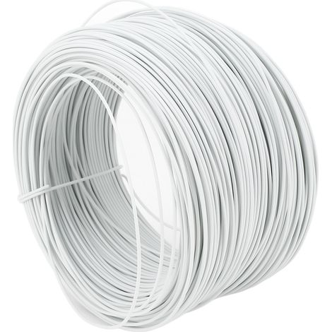 Fil de fer galvanisé électrolytique 0,55 mm 85 m rond plastifié PVC robuste souple flexible pour ligature de câbles blanc (1/5)