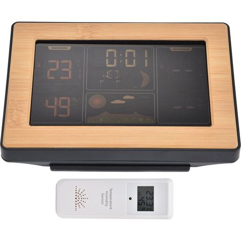Station météo LCD avec fonction de réception RCC, thermomètre et hygromètre sans fil, prise 100-240 V. (1/5)