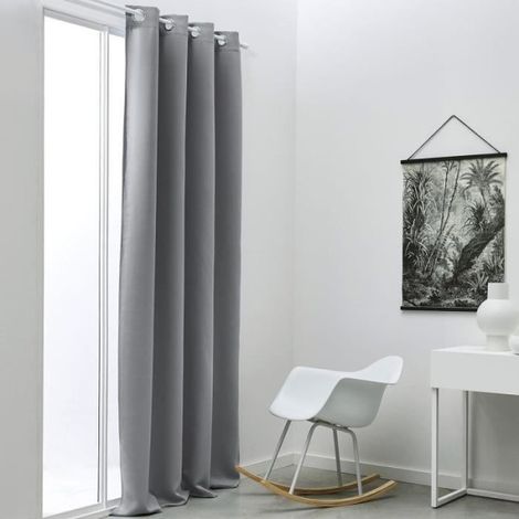 Rideau occultant TODAY a oeillets uni Gris 140x240 cm (1/2)