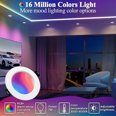 Spot LED encastrable avec télécommande RGBW 7W AC85-265 (1/3)