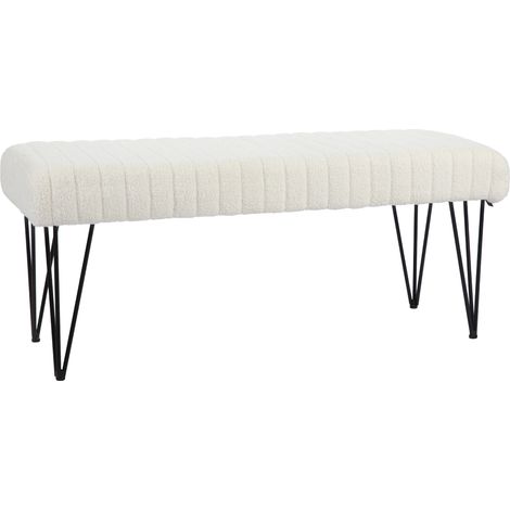 Banquette design métal noir effet laine bouclé crème (1/5)