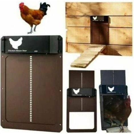 Candyse Porte poulailler Automatique avec capteur de lumière - Poulailler entièrement étanche en Porte de poulailler à Induction - Porte de poulailler(brun) (1/5)