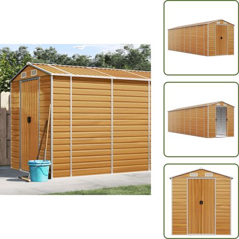The Living Store Gerätehaus Hellbraun 191x640x198 cm Verzinkter Stahl - Geräteschuppen - Gartenhaus - Werkzeuglager - Outdoor-Lagerraum - Stauraum (1/5)