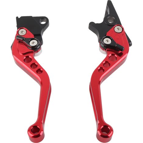 Paire de leviers de frein et d'embrayage en aluminium CNC pour moto, couleur rouge (1/5)