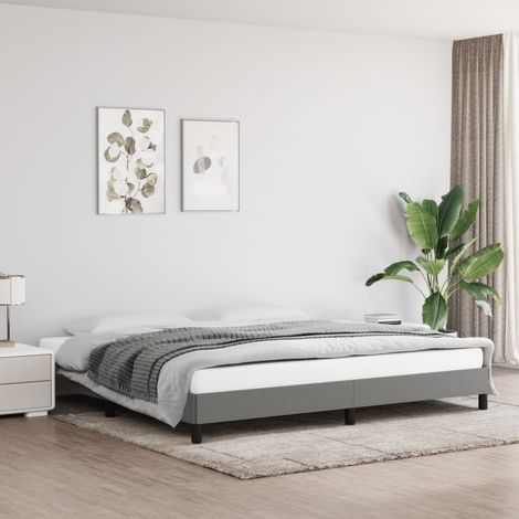 Cadre de lit sans matelas 200x200 cm gris foncé tissu durable (1/4)