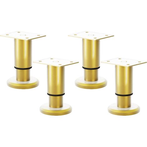 Quatre élégants pieds de meubles dorés, réglables, adaptés aux armoires et aux canapés  pieds de support de meubles dorés luxueux, pour un usage domestique, de 12 à 18 cm. (1/5)