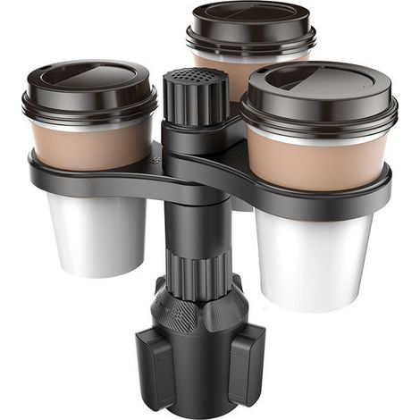Plateau porte-gobelet de voiture 3 en 1 avec bras réglables et base réglables 3 porte-gobelets pour voiture, plateau universel pour manger (1/5)