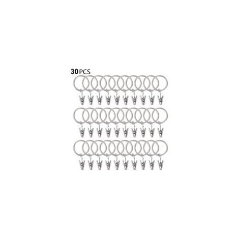– 30er-Pack silberne Metall-Gardinenringe – 3,5 mm Ösen – Abnehmbare Clips für schnelle Montage – Korrosionsbeständig – Crezuo