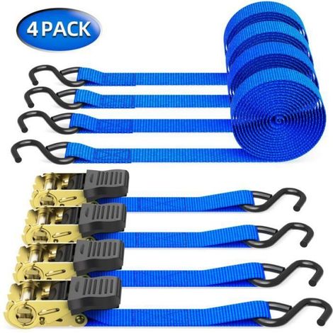 Sangle à cliquet - - 4 pcs - 6m - Capacité 226 kg - Couleur Bleu (1/5)