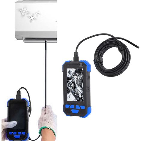7,9-mm-Doppellinsen-Endoskop, 4,3-Zoll-1080P-IPS-Bildschirm, IP67-wasserdichte Kamera, 5-Meter-Kabel, USB-Ladeanschluss, blau. (1/5)