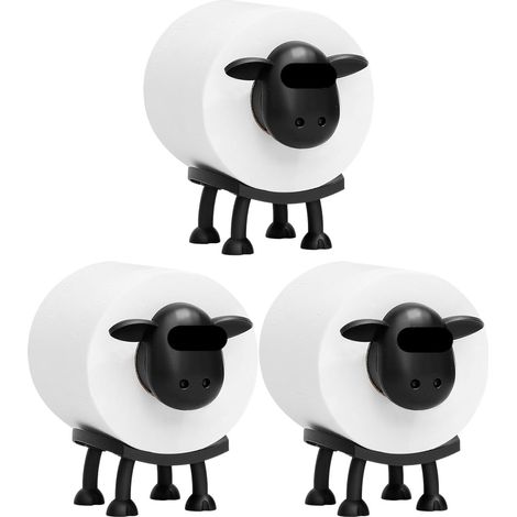 Lot De 3 Porte-Papier Toilette Mouton - Amusant Porte-Rouleau Compatible avec 38 Et 42 Mm, Créative Décoration Salle De Bain, Parfaite Idée Cadeau & Pratique Rangement Papier Toilette (1/5)