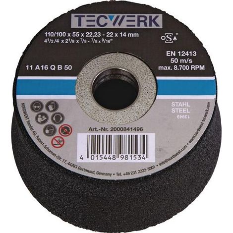 TECWERK Schleiftopf A16Q 110/100mm STA u.Stahlguss 16 Bohr.22,23mm TECWERK (1/2)
