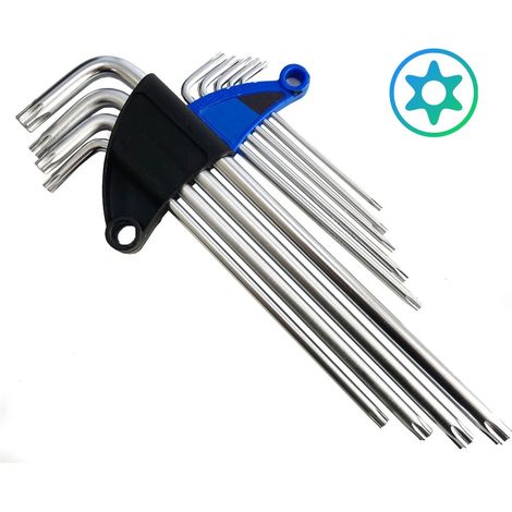 JUEGO DE LLAVES TORX INVIOLABLES EN L EXTRALARGAS T10 A T50, 9 PIEZAS (1/5)