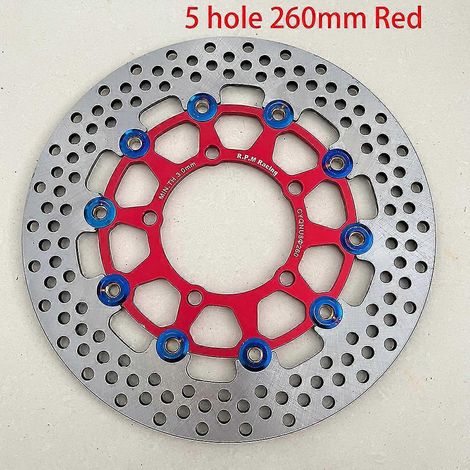 Disques de frein flottants universels en alliage d'aluminium pour moto, diamètre extérieur 200 mm/220 mm/245 mm/260 mm, plaquettes de frein à refroidissement rapide - Rouge 260 mm (1/5)
