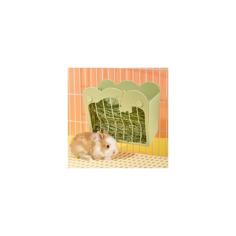 Mangeoire Lapin,Râtelier à Foin Suspendu Anti-Gaspillage pour Lapins, Râtelier à Foin Suspendu pour Petits Animaux Lapins, Lapins Nains, Cochons d'Inde (Vert) (1/5)