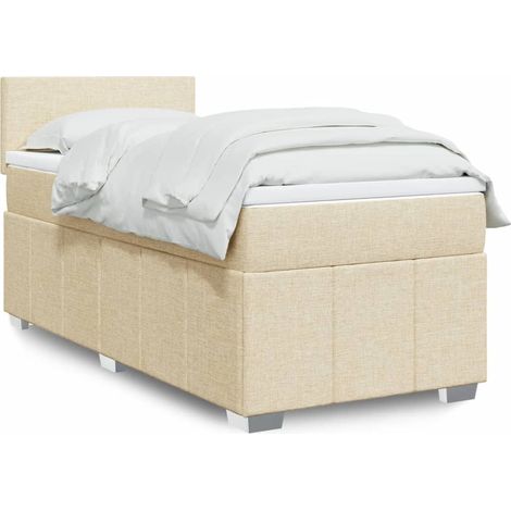 Boxspringbett mit Matratze Creme 80x200 cm Stoff