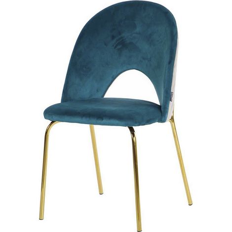 Chaise en velours bleu gris 49 x 53 x 87 cm (1/2)