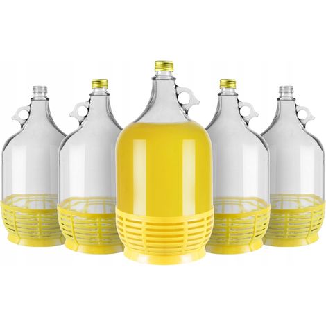 6X DAMA vino garrafa 5L EN UNA CESTA CON TAPA vino garrafa tintura LICORES