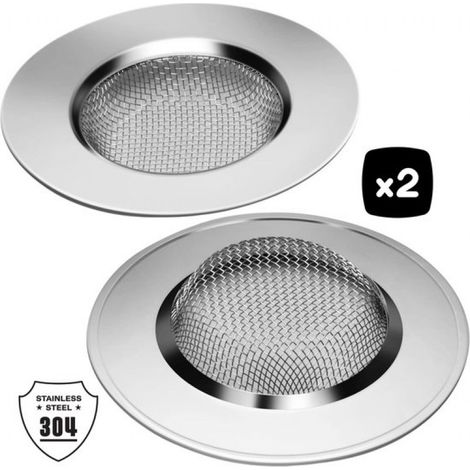 2 crépines d'évier en acier inoxydable - Crépine de vidange 7,5 cm - Bouchon de vidange pour cuisine et salle de bain - Crépine anti-obstruction (1/5)