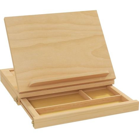 Chevalet de table en bois avec tiroir de rangement pour des toiles jusqu\'à 24,5 cm pour adultes débutants bois naturel (1/5)