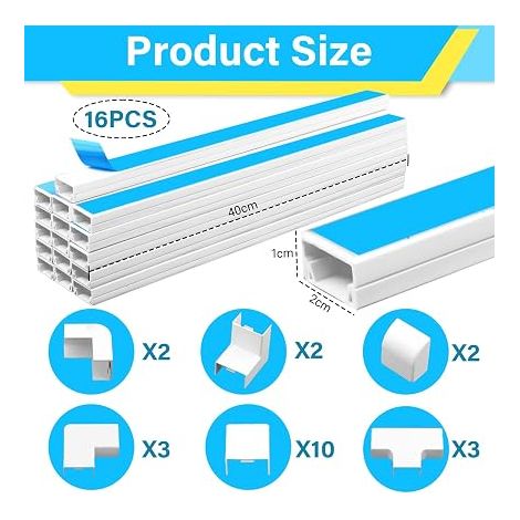 Cable Duct Self-Adhesive PVC Cable Cover White (1/4)