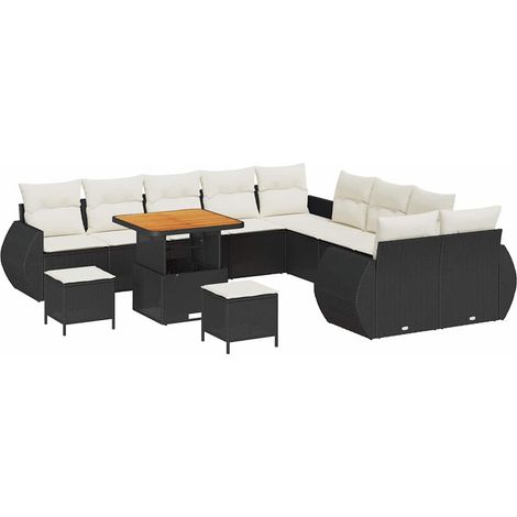 Maison Exclusive - Conjunto de sofás de jardín 13 pcs Negro ratán