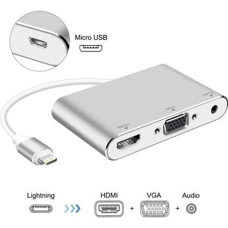Lightning – Adaptateur AV numérique, HDMI et VGA & Audio Adaptateur iphone ipad (1/4)