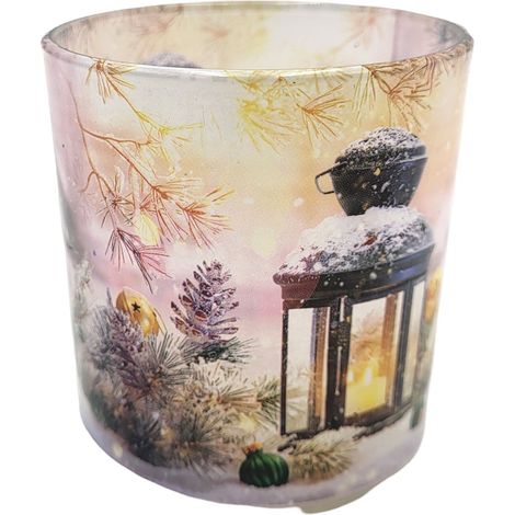 Duftglas 65x75mm Kerze Weihnachtsduft Laterne 18h Brenndauer Weihnachtsmotiv (1/2)