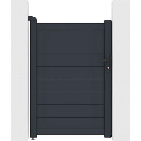 Cancello a battente L103 x H150 cm Alluminio pieno Antracite  - NAZARIO (1/5)