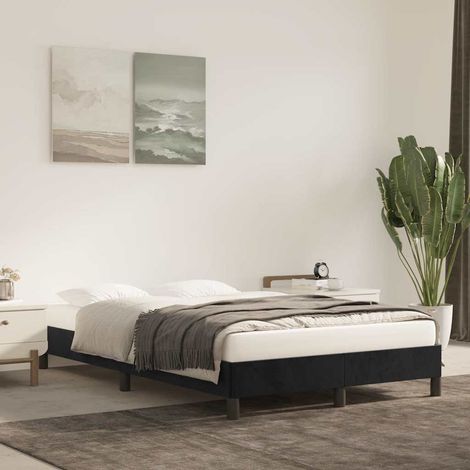 Cadre de lit 120 x 190 cm en velours noir avec lattes, sans matelas - PANGIVO (1/5)