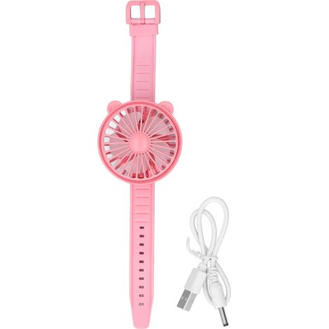 Ventilateur de Montre USB avec Oreilles d'Ours, Portable et Mignon, Bracelet Cartoon pour Éventail de Poignet Rouge (1/5)