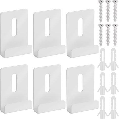 6 ensembles blanc métal miroir clips kit avec vis, Kit de clips à accroche à miroir à large canal, Grandes clips à rétention de miroir lourds, Clips à support de miroir en métal pour affichage