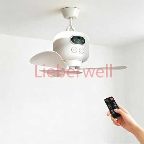 Mini ventilateur de plafond rechargeable par USB, conçu spécialement pour les chambres d'étudiants avec veilleuse (1/5)