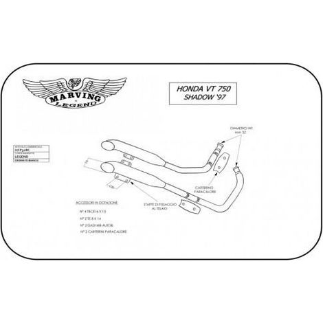 Pot échappement Marving chromé pour moto Honda 750 Vt C Shadow