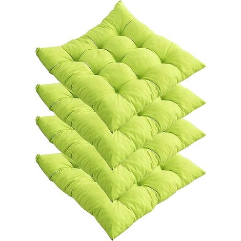Juego de 4 cojines gruesos para silla de comedor (40 x 40 cm), ideales para jardín, hogar, oficina, interior y exterior (verde) (1/4)
