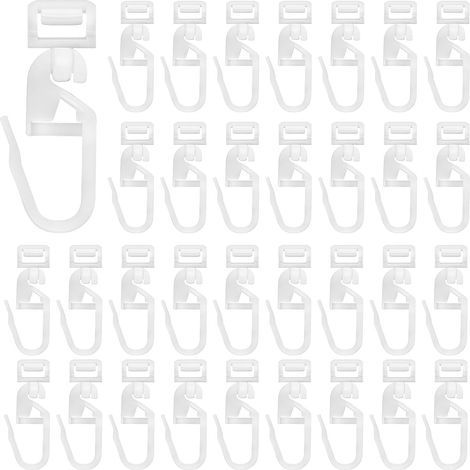 Pack de 60 ganchos para cortinas para rieles - Plástico - Blanco - Para caravana, autocaravana - 5,8 a 7 mm