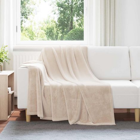 Überwurfdecke Beige 150 x 200 cm Fleece
