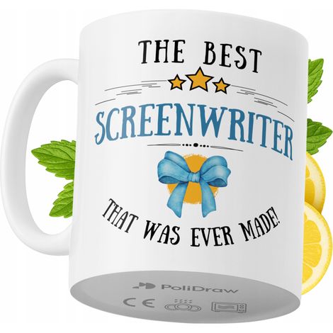 Mug humoristique pour scénariste, avec texte amusant et design graphique. Idéal pour les anniversaires, les fêtes et les occasions spéciales. Mug premium pour la maison, le bureau et le travail. Blanc (1/5)