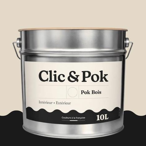 Peinture Bois Extérieur – POK BOIS - 10L - RAL 1013 - Blanc perlé- Résistante aux intempéries - Ne s'écaille pas (1/4)