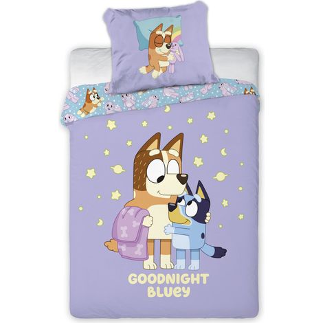 ,BRANDMAC BLUEY PARURE DE LIT BÉBÉ 100% COTON - HOUSSE DE COUETTE 100X135 CM ET TAIE D'OREILLER 40X60 CM - MOTIF PLAGE AVEC BLUE