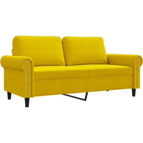 Canapé à 2 places,Sofa pour Salon,Banquette Jaune 140 cm Velours CFW419415