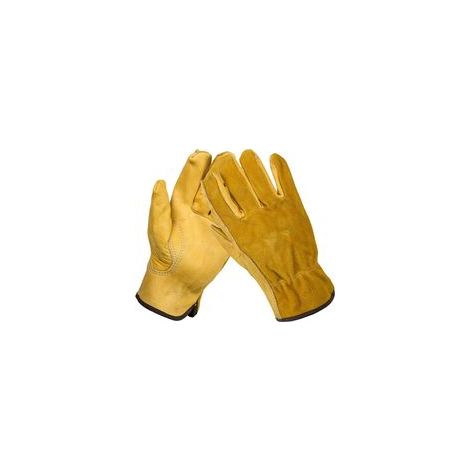 Gants de jardinage en cuir confortable avec doublure imperméables à coupe ajustée durables et souples Taille L (1/5)