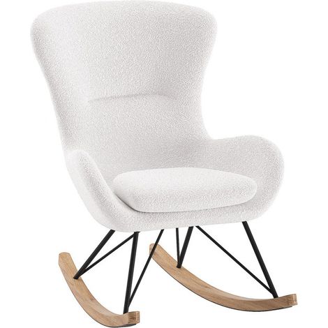 Fauteuil à Bascule Bouclette "Rocky" 101cm Blanc (1/3)