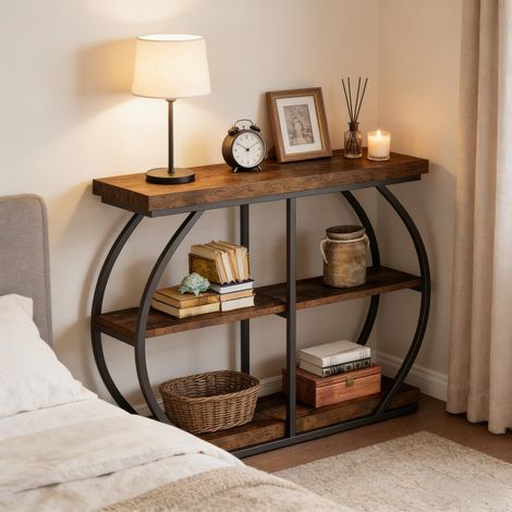 Table d'entrée 3 niveaux avec canapé, meuble de rangement spacieux, console TV, étagère de salon (1/5)